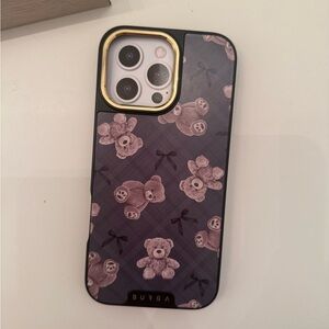 Teddy Bear Pattern Phone Case - Black
